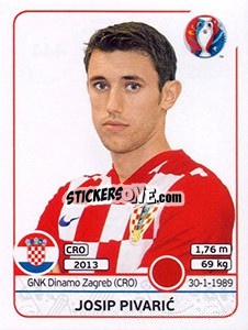 Sticker Josip Pivaric - UEFA Euro France 2016 n. 444 - Panini