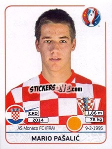 Sticker Mario Pasalic - UEFA Euro France 2016 n. 445 - Panini