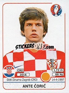 Sticker Ante Coric - UEFA Euro France 2016 n. 445x - Panini