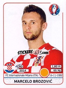 Sticker Marcelo Brozovic - UEFA Euro France 2016 n. 446 - Panini