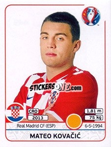 Sticker Mateo Kovacic - UEFA Euro France 2016 - Panini