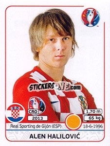 Sticker Alen Halilovic - UEFA Euro France 2016 n. 452 - Panini