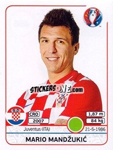 Sticker Mario Mandžukic - UEFA Euro France 2016 n. 456 - Panini