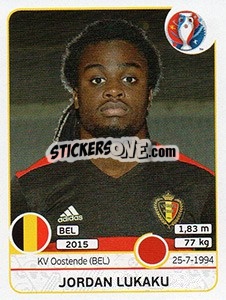 Sticker Jordan Lukaku - UEFA Euro France 2016 n. 467x - Panini