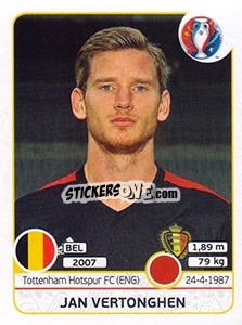 Sticker Jan Vertonghen - UEFA Euro France 2016 n. 469 - Panini