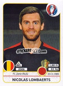 Sticker Nicolas Lombaerts - UEFA Euro France 2016 n. 470 - Panini