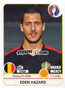 Sticker Eden Hazard - UEFA Euro France 2016 - Panini