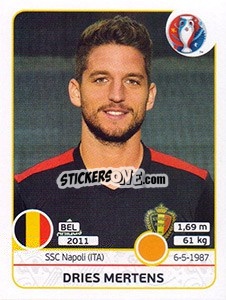 Sticker Dries Mertens - UEFA Euro France 2016 n. 478 - Panini