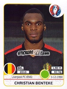 Sticker Christian Benteke - UEFA Euro France 2016 n. 482 - Panini