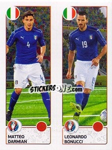 Sticker Matteo Darmian / Leonardo Bonucci - UEFA Euro France 2016 n. 492 - Panini