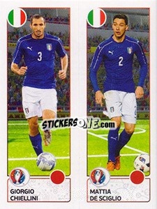 Sticker Giorgio Chiellini / Mattia De Sciglio - UEFA Euro France 2016 n. 493 - Panini