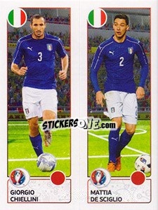 Sticker Giorgio Chiellini / Mattia De Sciglio - UEFA Euro France 2016 - Panini