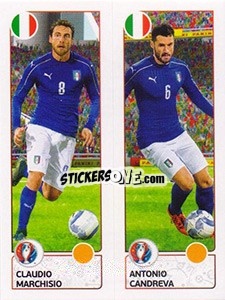 Sticker Claudio Marchisio / Antonio Candreva - UEFA Euro France 2016 n. 495 - Panini