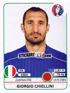 Sticker Giorgio Chiellini - UEFA Euro France 2016 n. 500 - Panini
