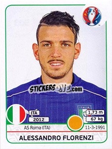 Sticker Alessandro Florenzi - UEFA Euro France 2016 - Panini
