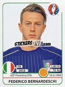 Sticker Federico Bernardeschi - UEFA Euro France 2016 n. 509x - Panini