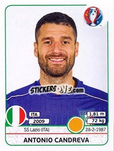 Sticker Antonio Candreva - UEFA Euro France 2016 - Panini