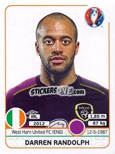 Sticker Darren Randolph - UEFA Euro France 2016 n. 518 - Panini