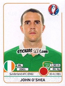 Sticker John O'Shea - UEFA Euro France 2016 n. 519 - Panini