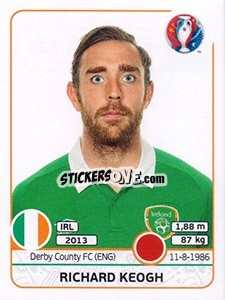 Sticker Richard Keogh - UEFA Euro France 2016 - Panini