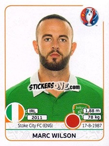 Sticker Marc Wilson - UEFA Euro France 2016 n. 522 - Panini