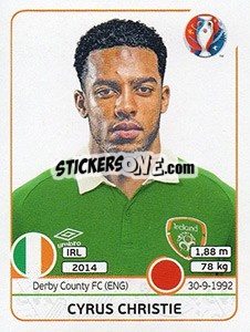 Sticker Cyrus Christie - UEFA Euro France 2016 n. 522x - Panini