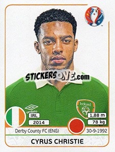 Sticker Cyrus Christie - UEFA Euro France 2016 - Panini