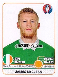 Sticker James McClean - UEFA Euro France 2016 - Panini