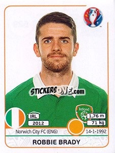 Sticker Robbie Brady - UEFA Euro France 2016 n. 529 - Panini
