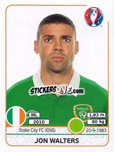 Sticker Jon Walters - UEFA Euro France 2016 n. 536 - Panini