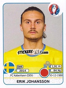 Sticker Erik Johansson - UEFA Euro France 2016 - Panini
