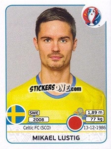 Sticker Mikael Lustig - UEFA Euro France 2016 n. 554 - Panini