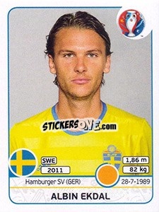 Sticker Albin Ekdal - UEFA Euro France 2016 n. 558 - Panini