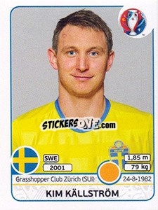 Sticker Kim Källström - UEFA Euro France 2016 - Panini