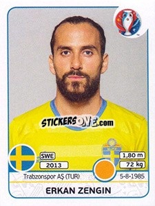 Sticker Erkan Zengin - UEFA Euro France 2016 n. 563 - Panini