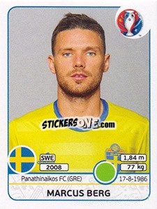 Sticker Marcus Berg - UEFA Euro France 2016 - Panini