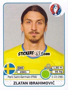 Sticker Zlatan Ibrahimovic - UEFA Euro France 2016 n. 567 - Panini