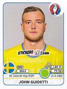 Sticker John Guidetti - UEFA Euro France 2016 - Panini