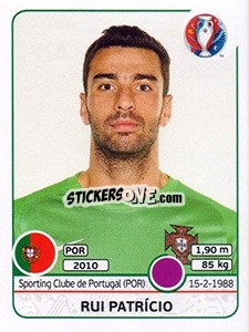 Sticker Rui Patrício - UEFA Euro France 2016 n. 577 - Panini