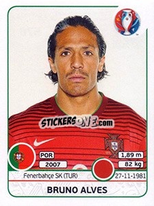 Sticker Bruno Alves - UEFA Euro France 2016 n. 578 - Panini