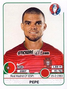 Sticker Pepe - UEFA Euro France 2016 n. 580 - Panini