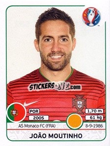 Sticker João Moutinho - UEFA Euro France 2016 n. 589 - Panini