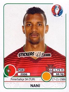 Figurina Nani - UEFA Euro France 2016 - Panini