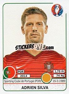 Sticker Adrien Silva - UEFA Euro France 2016 n. 591x - Panini