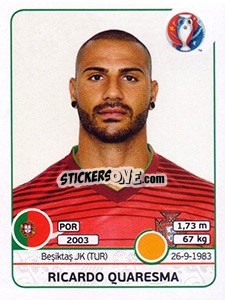 Sticker Ricardo Quaresma - UEFA Euro France 2016 - Panini