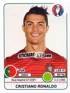 Sticker Cristiano Ronaldo - UEFA Euro France 2016 n. 596 - Panini