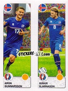 Sticker Aron Gunnarsson / Birkir Bjarnason - UEFA Euro France 2016 - Panini