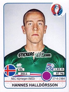 Sticker Hannes Halldórsson - UEFA Euro France 2016 - Panini