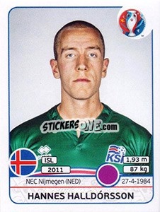 Sticker Hannes Halldórsson - UEFA Euro France 2016 n. 609 - Panini