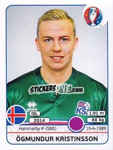 Cromo Ögmundur Kristinsson - UEFA Euro France 2016 - Panini